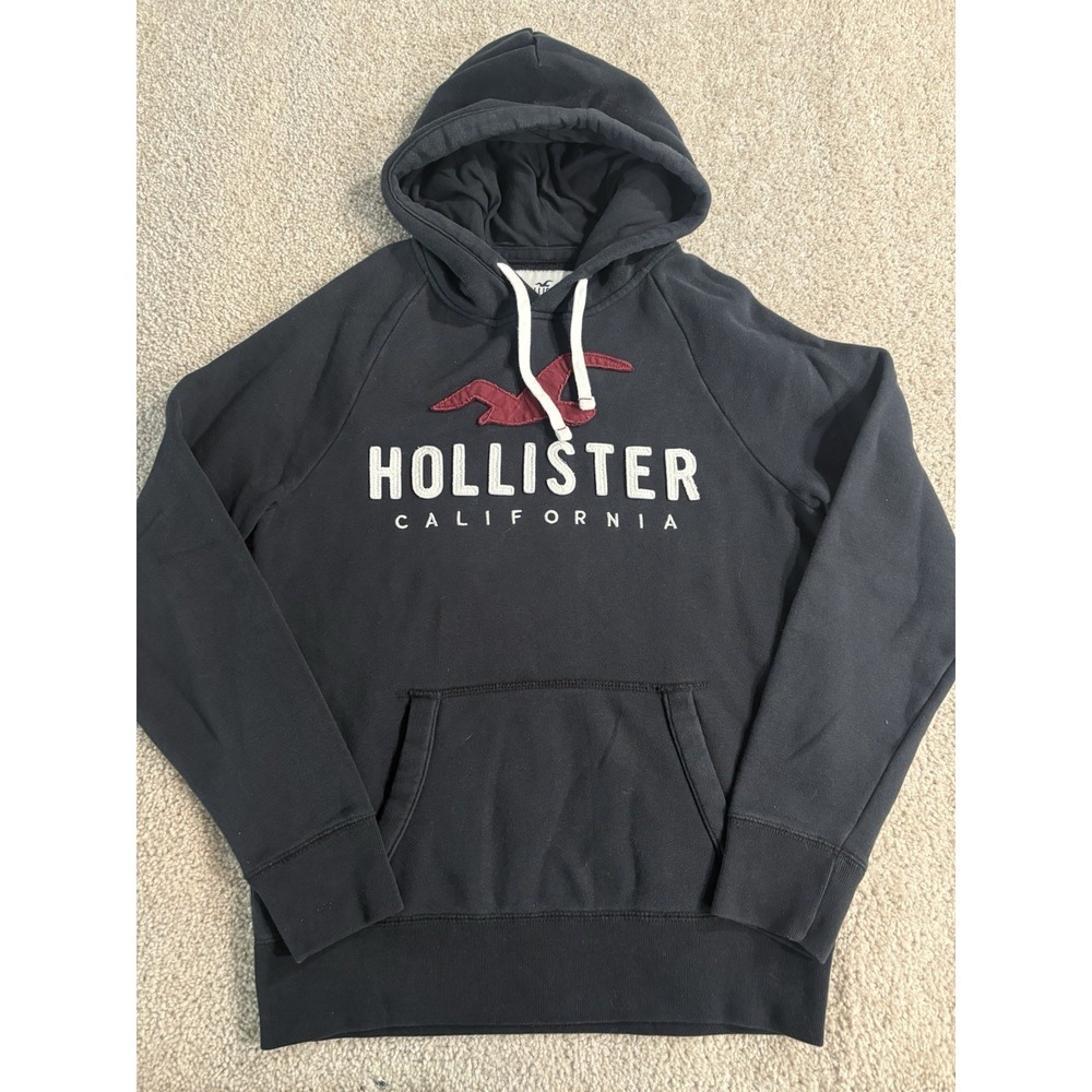 Hollister California Hoodie Men Size M Blue Pullover Graphic Logo Sweatshirt Y2K